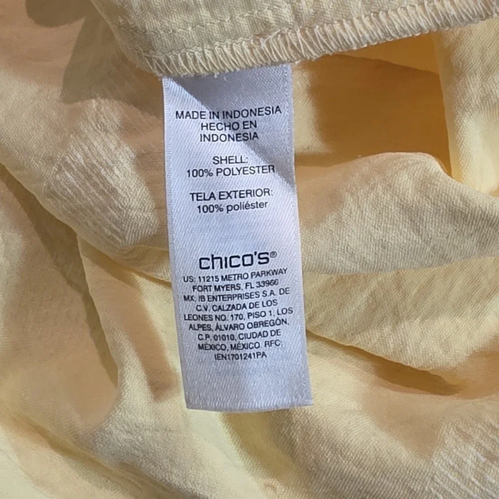 Chicos‎ Textured Ruffle Sleeve Top Small Blouse Yellow Romantic Feminine Casual - Picture 4 of 7